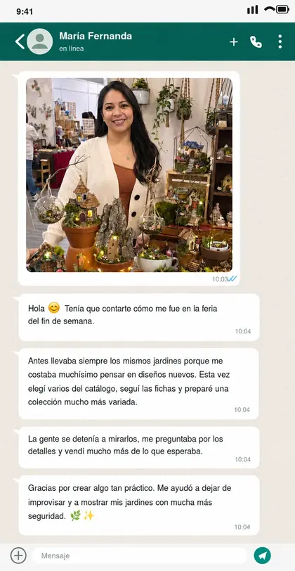 Captura de WhatsApp de una clienta