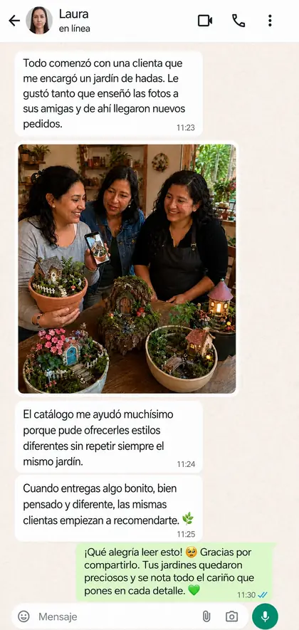 Captura de WhatsApp de una clienta